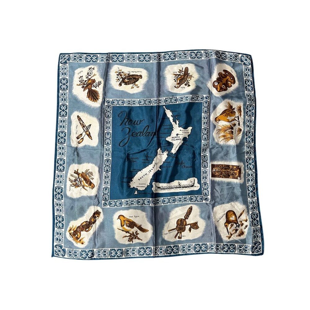 Dandy Vintage New Zealand Souvenir Scarf 27x27 Inches Square Wrap Lightweight